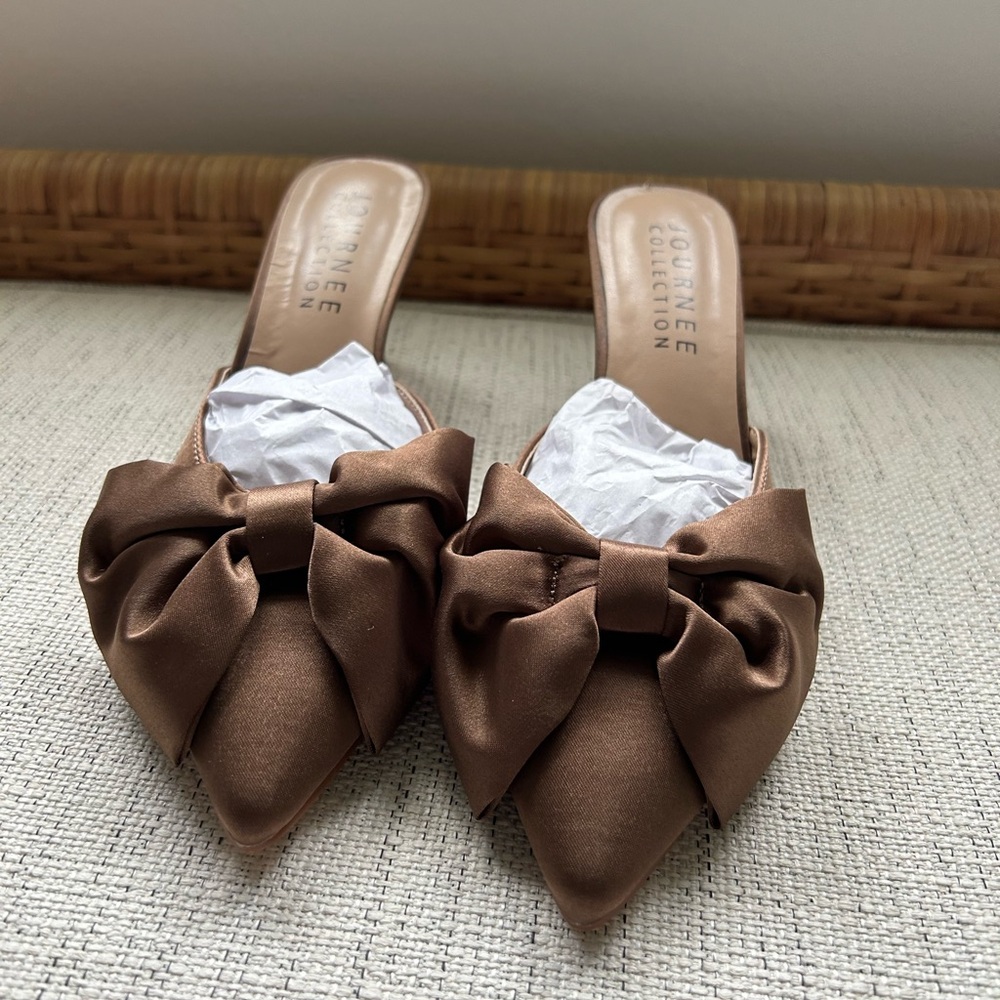 Journee Collection Brown Mid Stiletto Mule